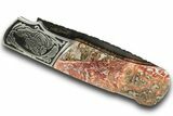 Pocket Knife with Leopard Stone Inlays #370813-1